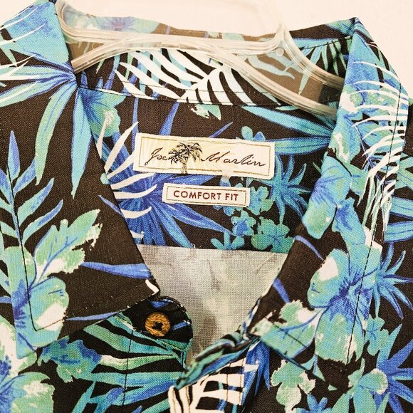 Joe Marlin Hawaiian Palm Leaf Short Sleeve Shirt Size XXL - Picture 2 of 5